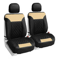 FH Group Car Seat Covers Solid Beige Front Set Faux Leather - Car Seat Covers for Low Back Seat with Removable Headrest, Universal Fit, Automotive Seat Covers, Airbag Compatible Car Seat Cover for SUV