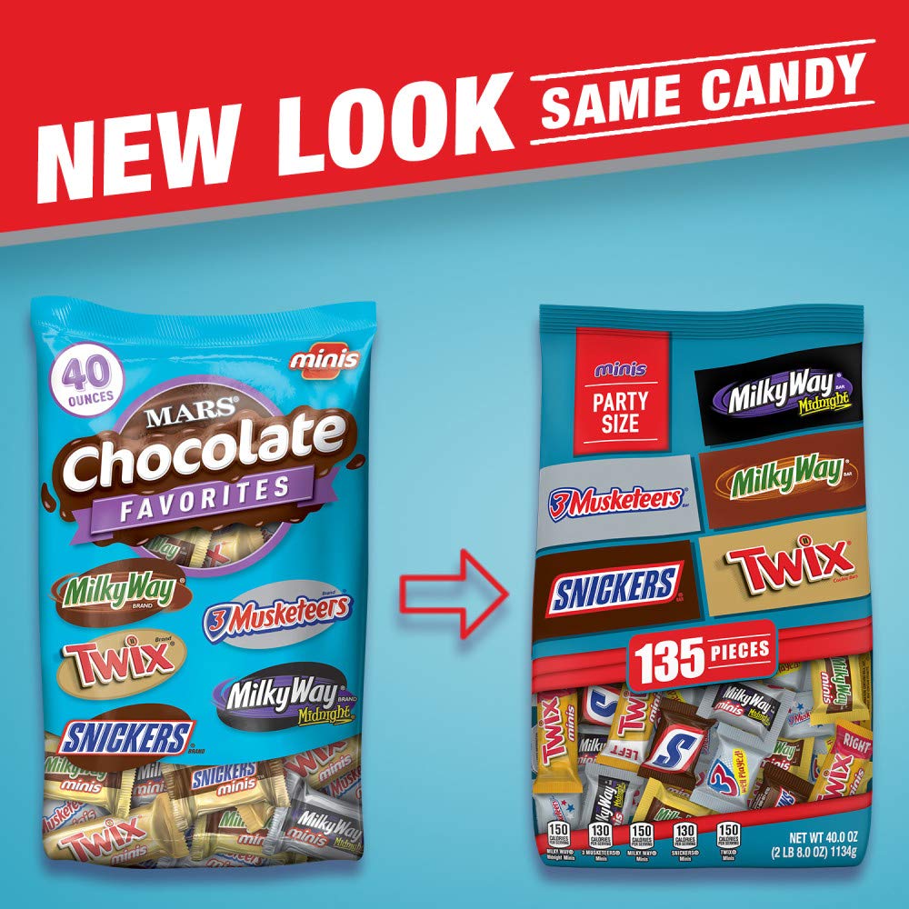 Fun Size Chocolate Candy Variety Pack, Milk & Dark Chocolate Bars, 40 oz A520951