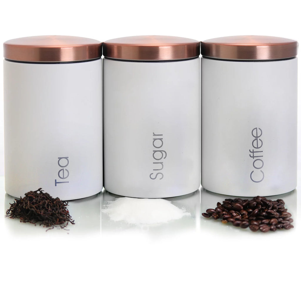 Sugar, Coffee and Tea Canister Set in Matte White S9954