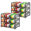 Can Organizer for Pantry Stackable 2 Pack, Can Storage Organizer Rack Stacking Can Dispensers Small Space Holds up to 36 Cans for Pantry, Kitchen, Cabinet- Black
