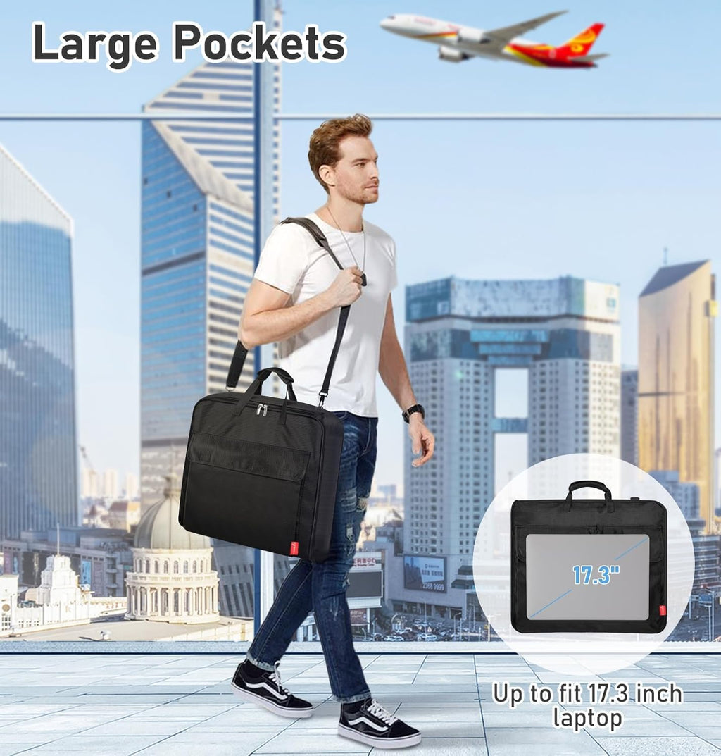 Carry On Garment Bag for Travel with Shoulder Strap, Waterproof Suit Cover with 3 Pockets, Black N3900
