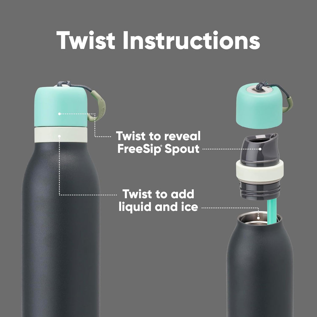 Insulated Stainless Steel Water Bottle with 2-in-1 Bottle Brush Cleaner Set C987