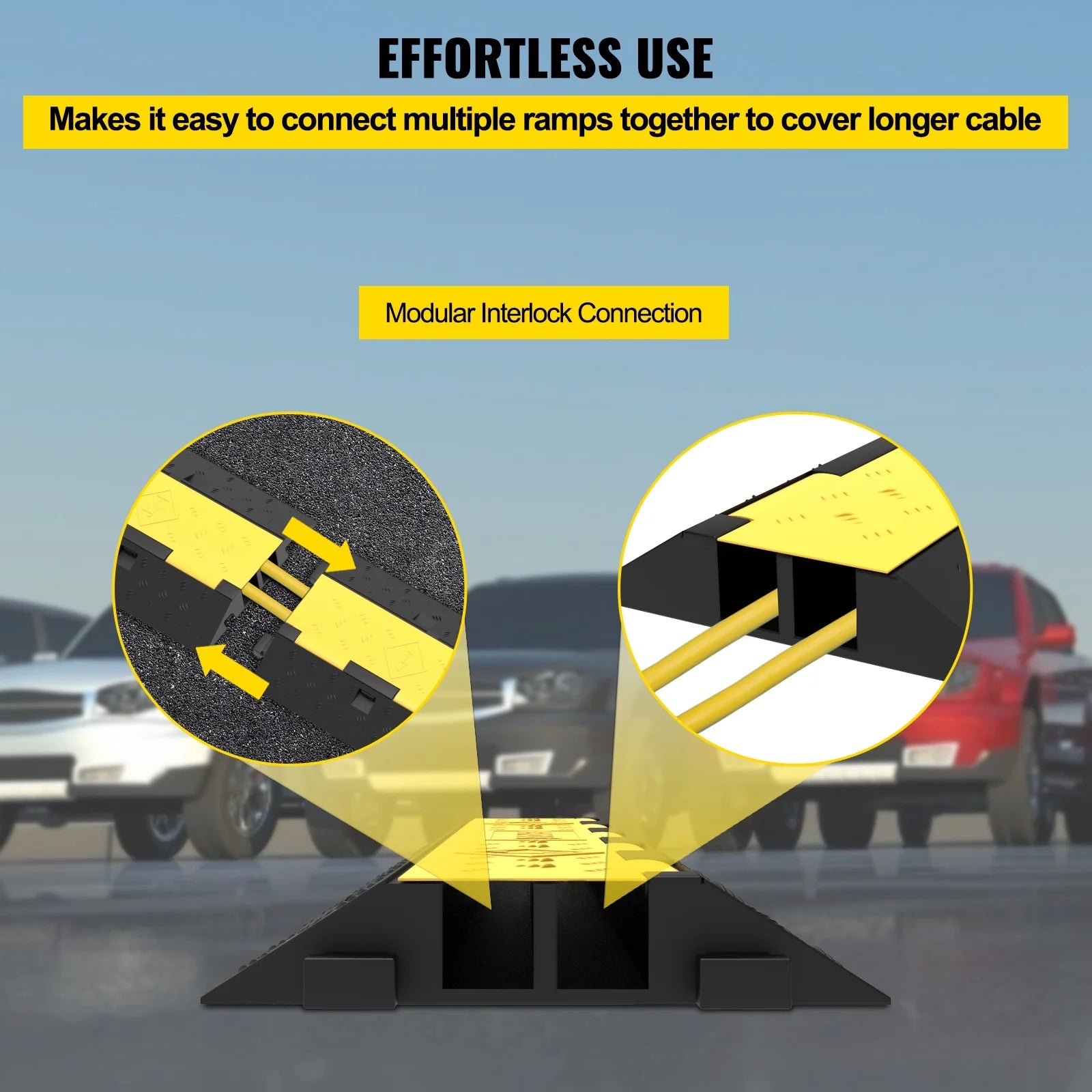 Cable Protector Ramp, 4 Pack 2 Channel, Rubber Speed Bump, 11000 LBS Load Capacity Q949312