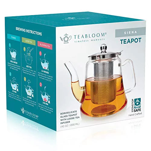 Glass Teapot with Removable Infuser, Stovetop Safe, 40 oz R877
