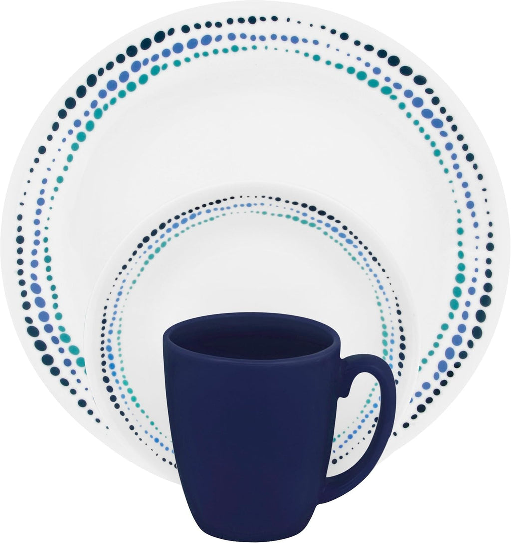 Corelle Livingware 16-Piece Dinnerware Set, Ocean Blues, Service for 4