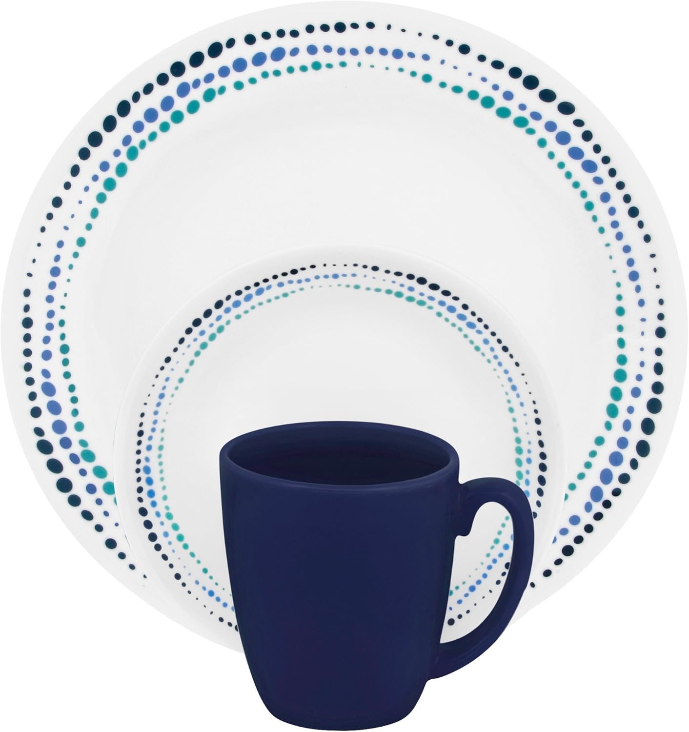 Corelle Livingware 16-Piece Dinnerware Set, Ocean Blues, Service for 4