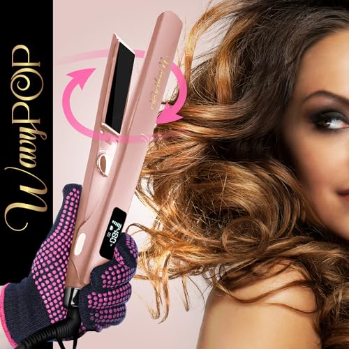 Flat Iron Hair Straightener and Curler 2 in 1 Titanium Rose Gold J811