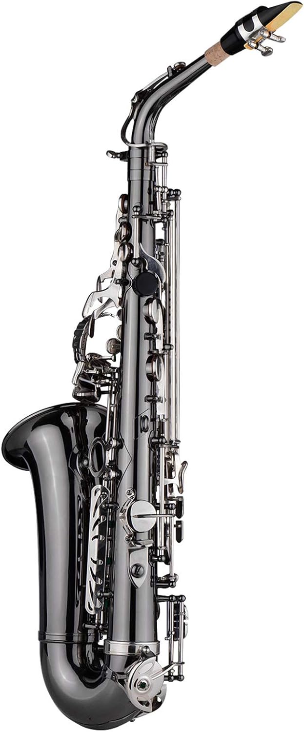 Alto Saxophone Brass Bend Black Nickel Plating Abalone Shell Keys with Case I65188