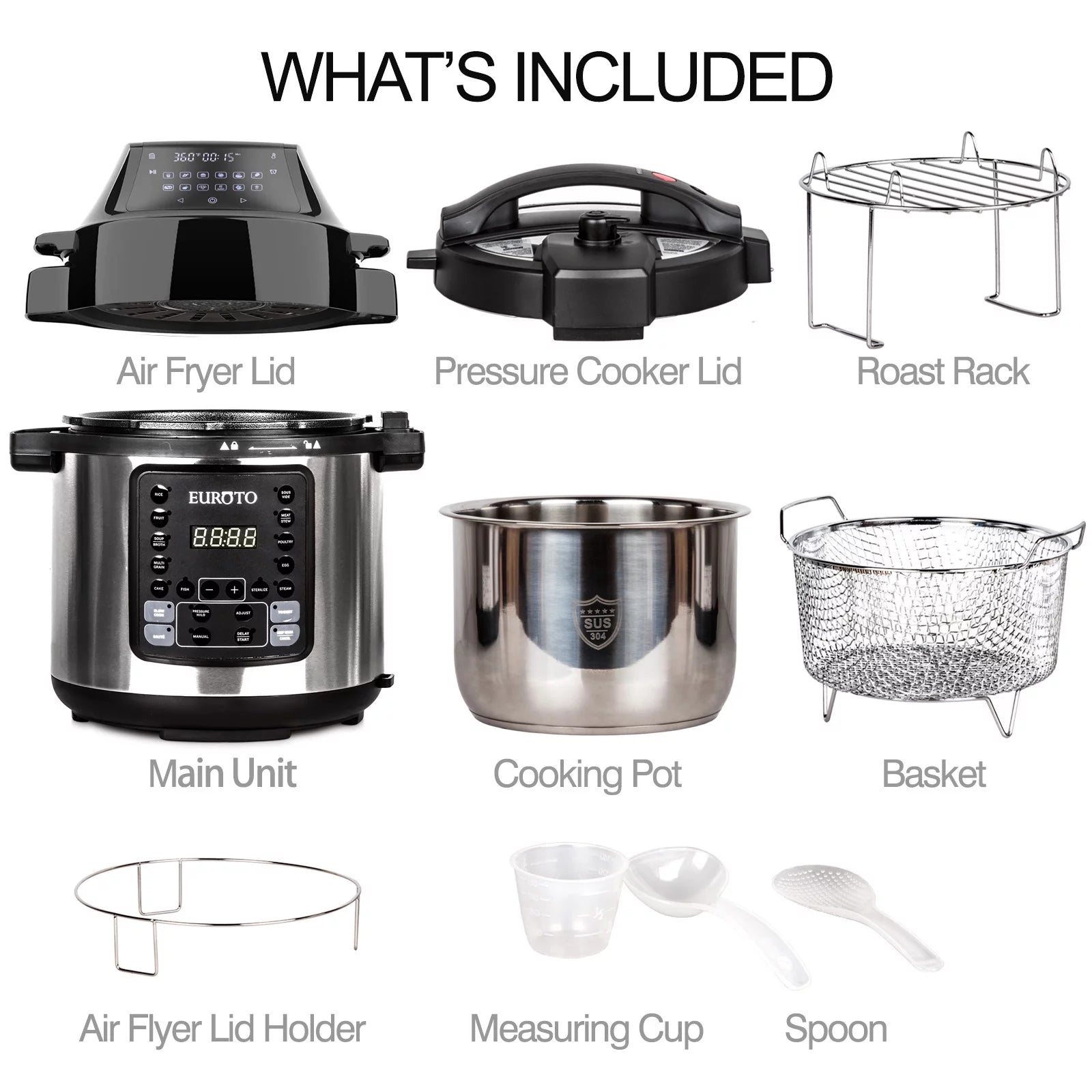 Air Fryer Pressure Cooker Slow Cooker 6.5 Qt F599