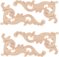 4pcs Furniture Decals Retro Decor Wood Applique Dresser Decor Unpainted Carved Unpainted Wooden Onlay Furniture Onlays Wood Carved Applique Wooden Applique Carved Decor Khaki Rose
