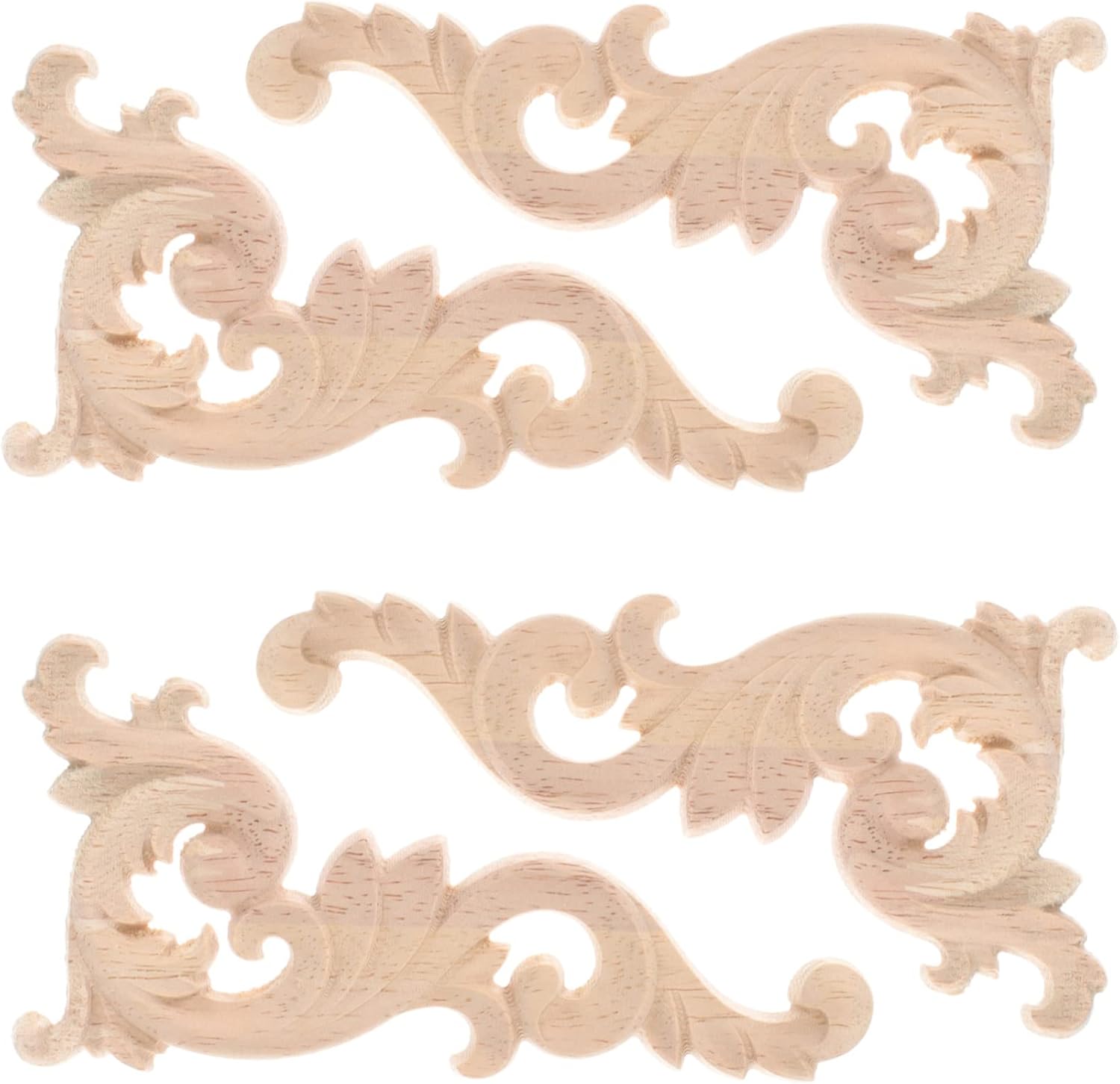 4pcs Furniture Decals Retro Decor Wood Applique Dresser Decor Unpainted Carved Unpainted Wooden Onlay Furniture Onlays Wood Carved Applique Wooden Applique Carved Decor Khaki Rose