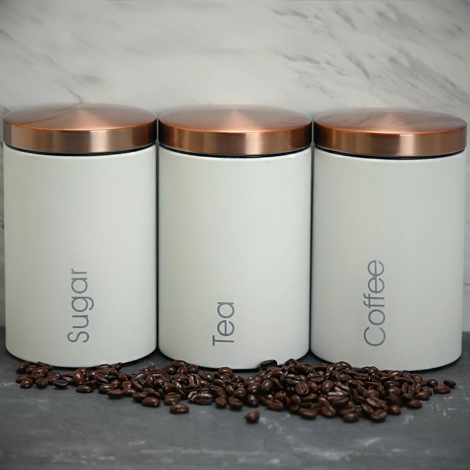 Sugar, Coffee and Tea Canister Set in Matte White S9954