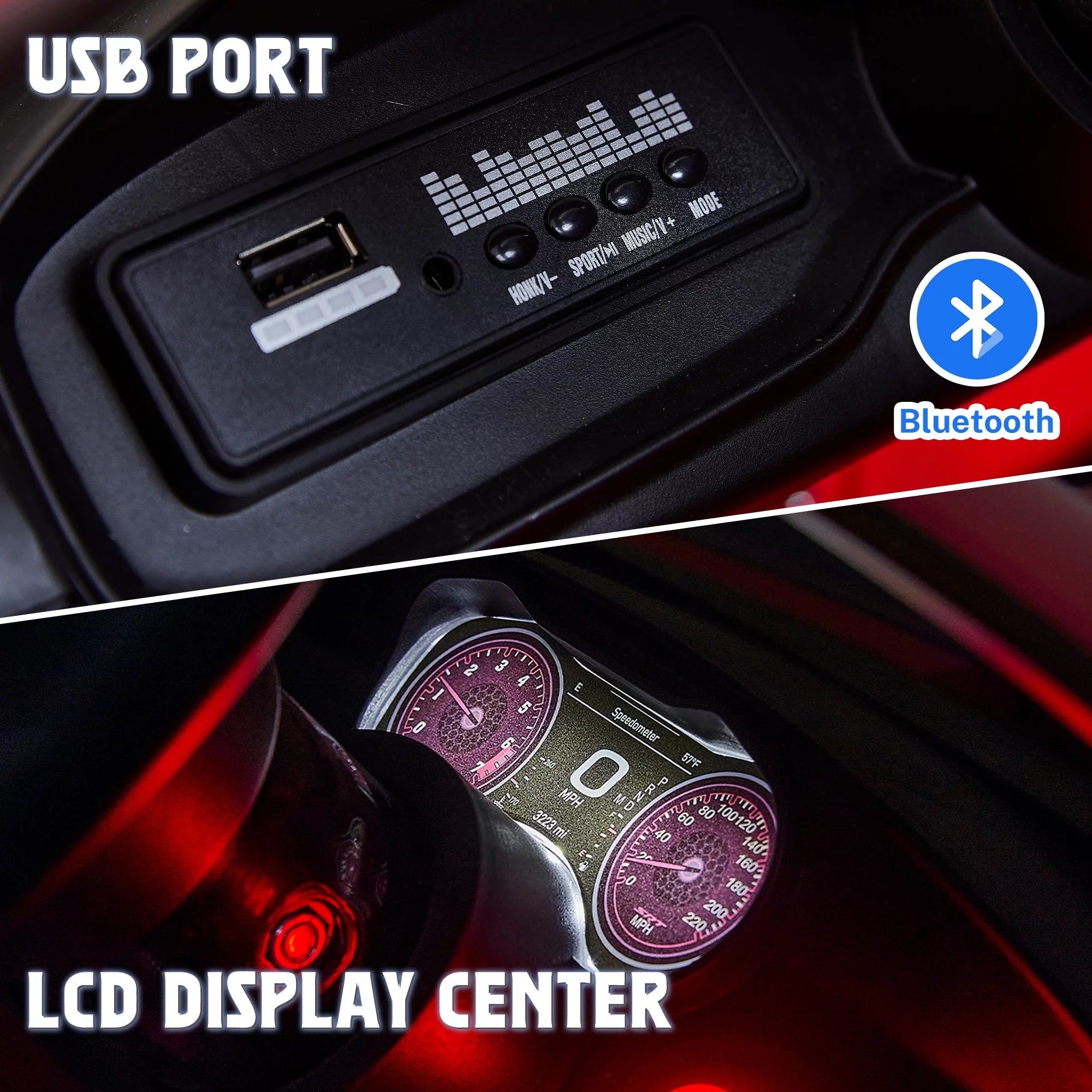 12V Battery Powered Ride On Car for Kids with Remote Control, Music, LED Lights Y47654