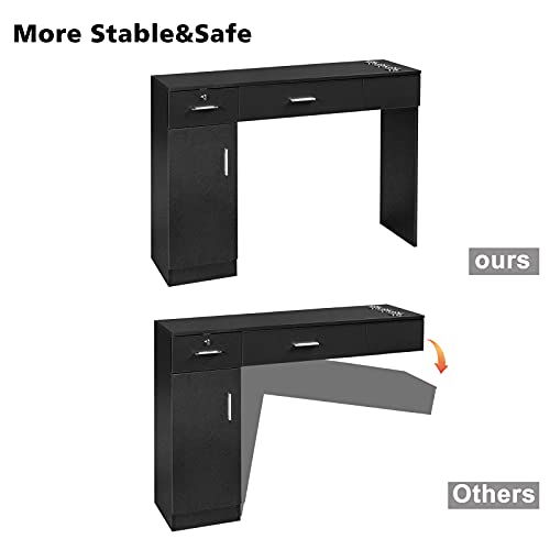 Wall Mount Hair Styling Station with Mirror, 2 Drawers, Storage Cabinet Y21969