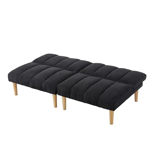Convertible Futon Sofa Bed with Corduroy Fabric and Wooden Legs S315312