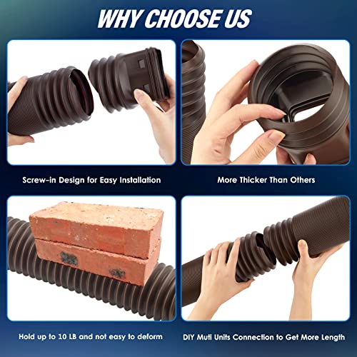 Flexible Gutter Downspout Extensions with Connector, 2 Pack, 60"+70", Black F30774
