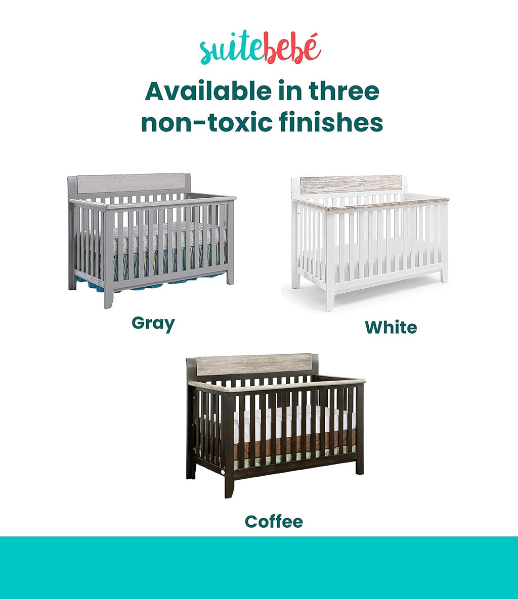 4 in 1 Convertible Crib, White and Wire Brushed Wood V2044
