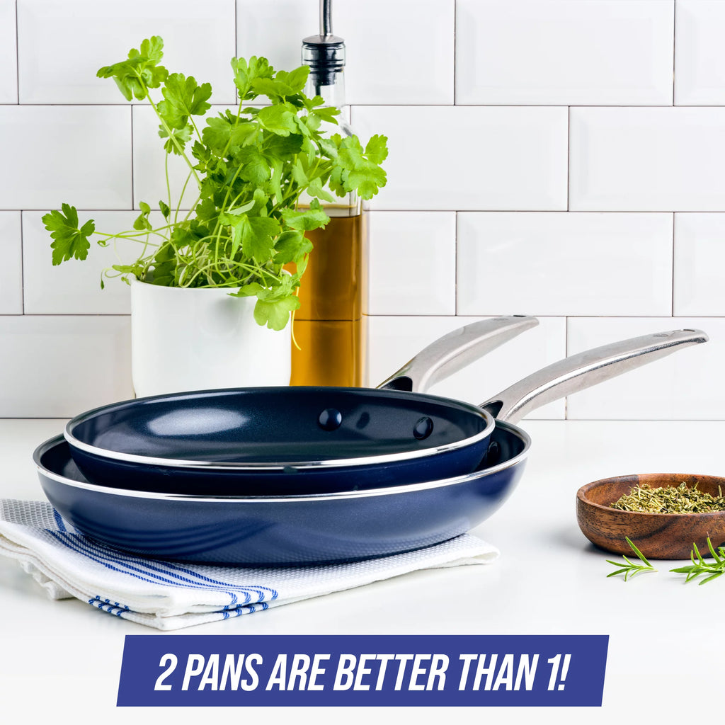 Ceramic Nonstick Frypan and Skillet Set, 9.5" and 11" E128