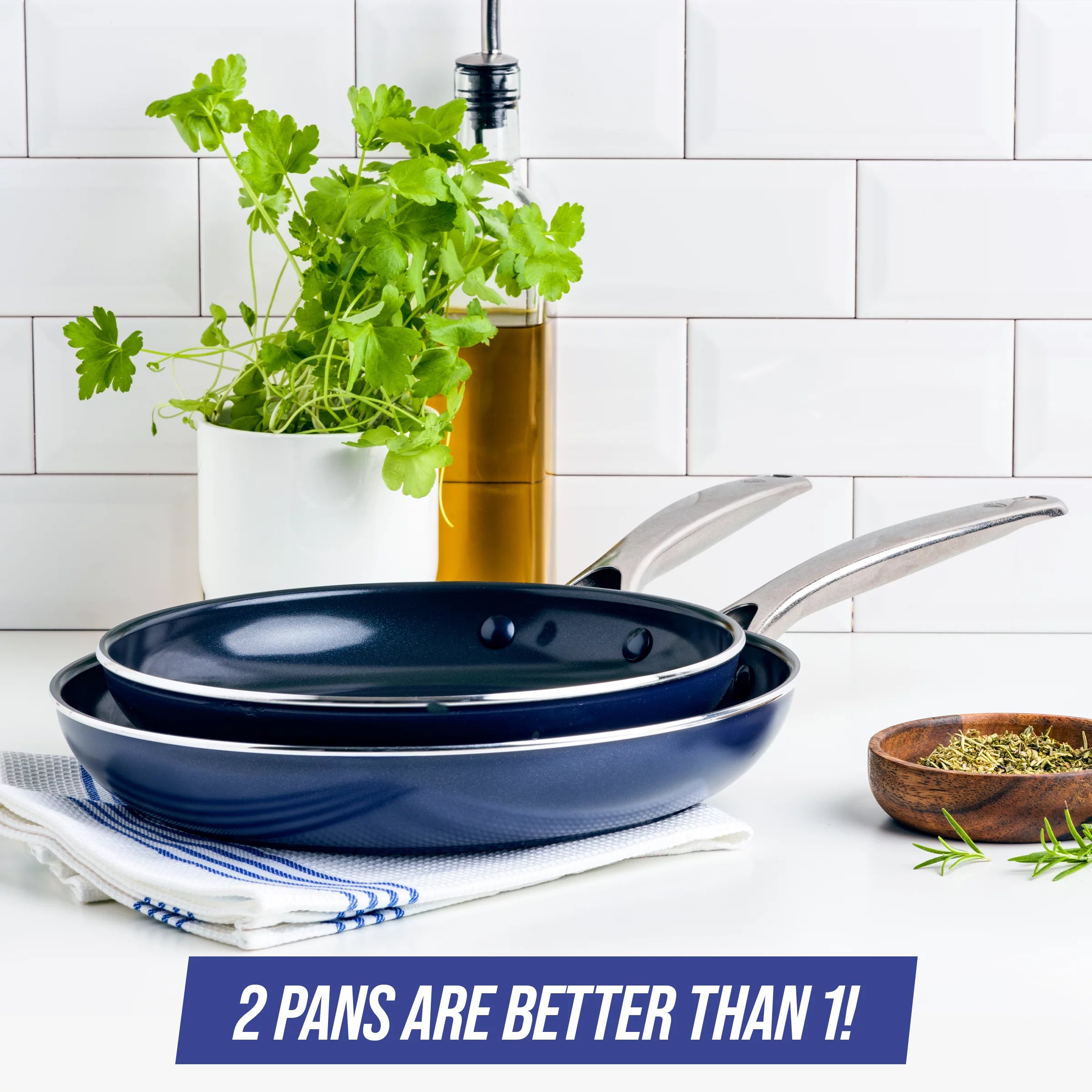 Ceramic Nonstick Frypan and Skillet Set, 9.5" and 11" E128