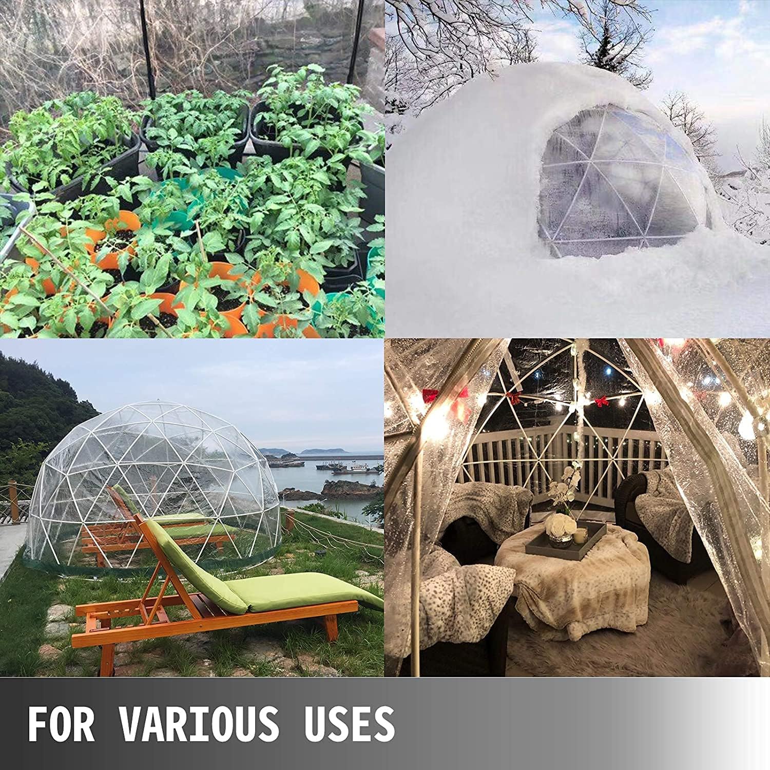 Dome Tent Camping 12ft, Outdoor Clear Shelter for 5-7 Person T102