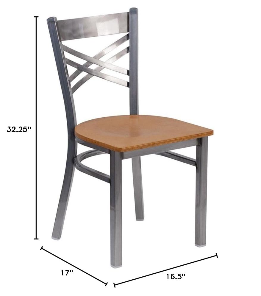 Metal Restaurant Chair with Cherry Wood Seat A881806