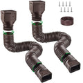 Gutter Downspout Extensions with Connector, 2 Pack Flexible Rain Gutter Downspout Extenders with New Upgrade Size 60"+ 70", Drainage Pipe Connector for Outdoor Gutter Splash Block - Black