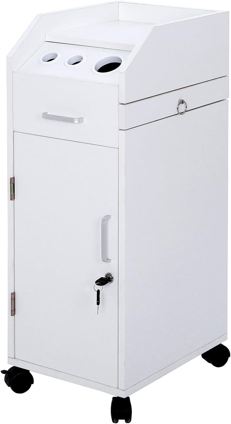 Hair Salon Storage Cart with Wheels and Drawers L7557