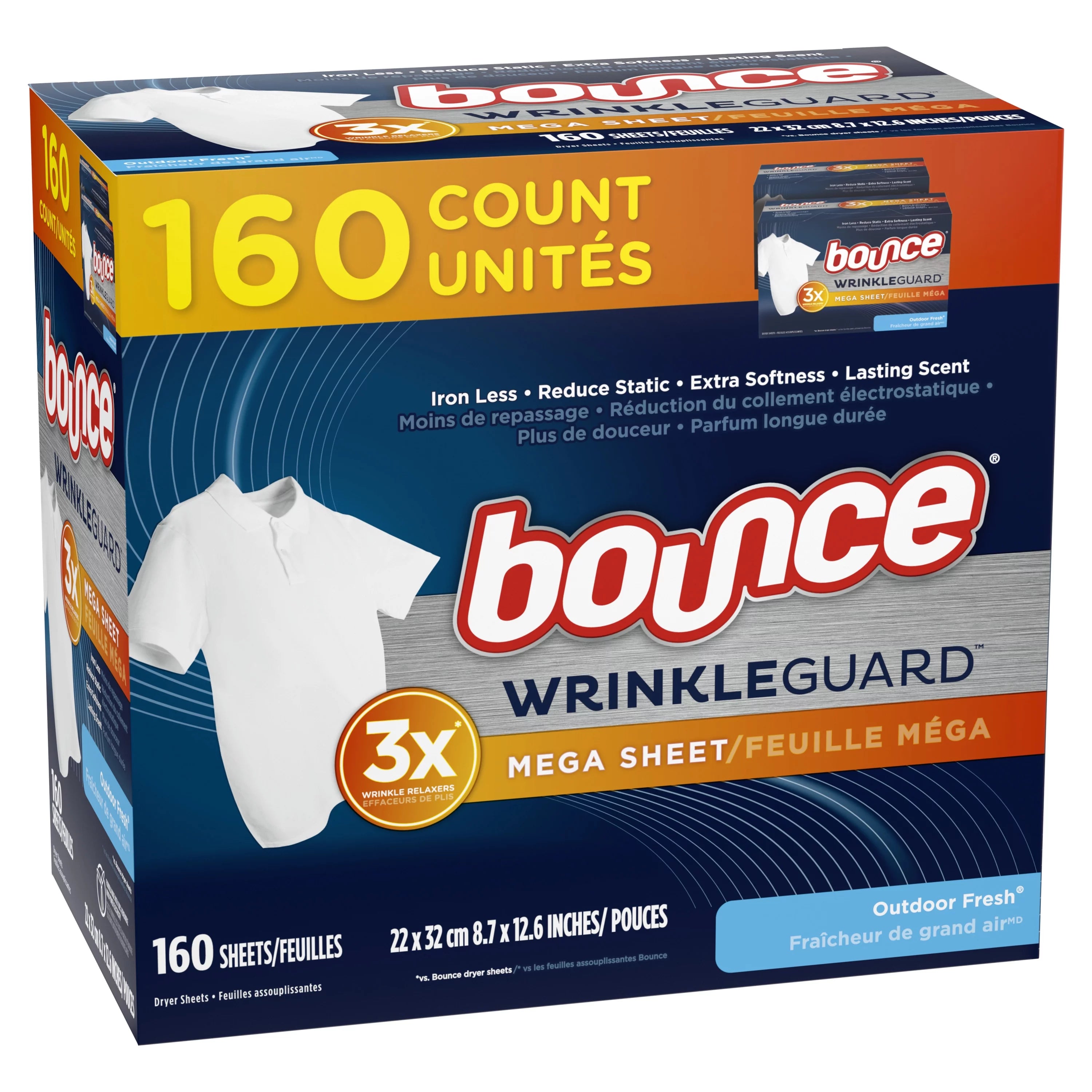 Dryer Sheets, Outdoor Fresh Scent, 160 Count P4957