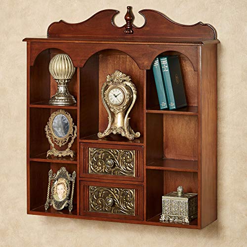 Wooden Curio Cabinet with Seven Shelves and Two Drawers D23324