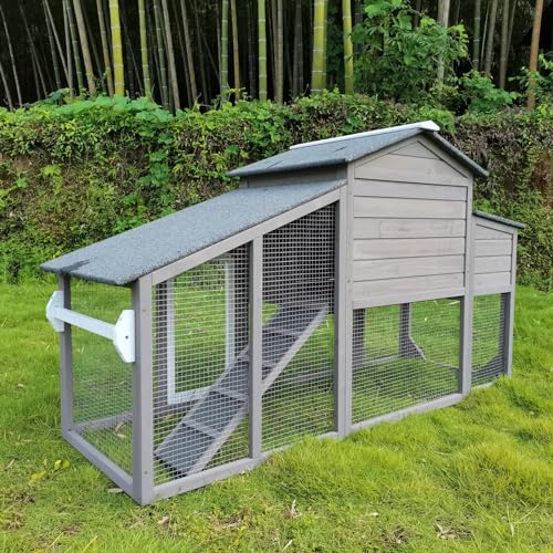 Chicken Coop and Run with Nesting Box, Rabbit Hutch on Wheels S4298