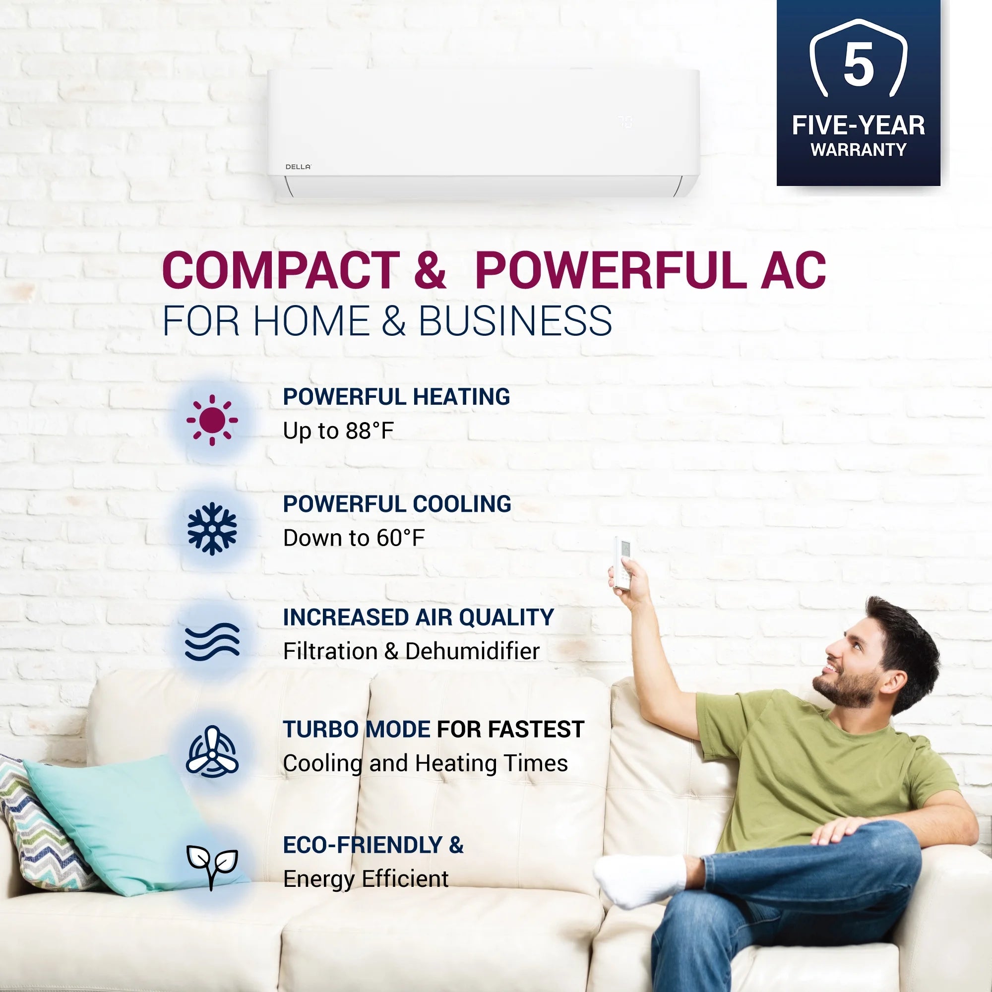 12,000 BTU Wifi Mini Split AC, 22 SEER2 Inverter Air Conditioner with Heat Pump M35550
