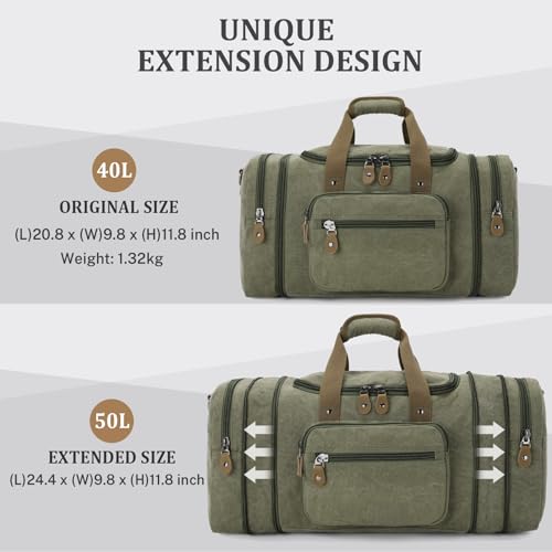 Canvas Duffle Bag for Travel 50L Expandable Weekend Overnight C201