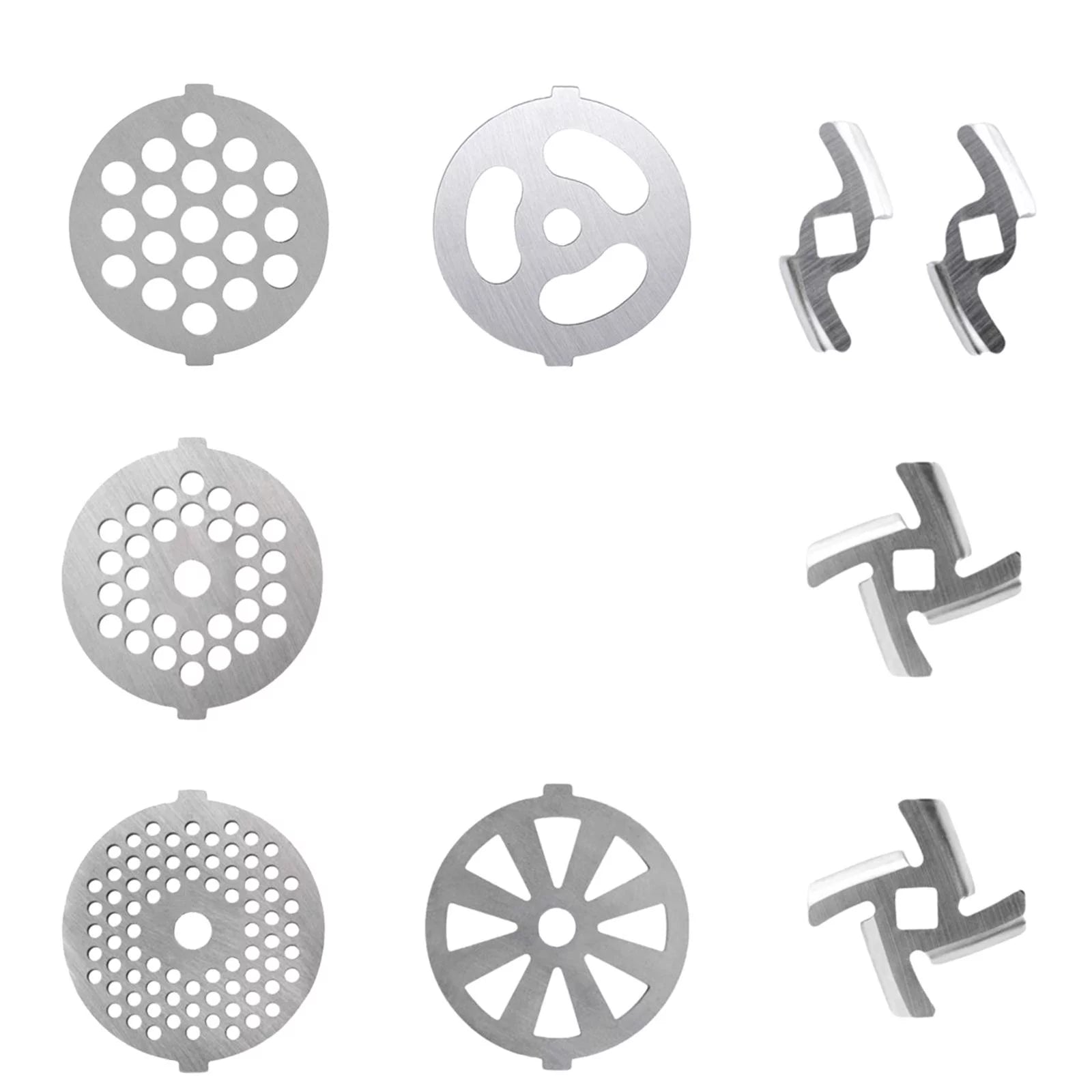 9x Meat Grinder Attachment Meat Grinder Plate Discs Kitchen Accessories Stainless Steel Grinding Blade Meat Grinder Blade for Stand Mixer