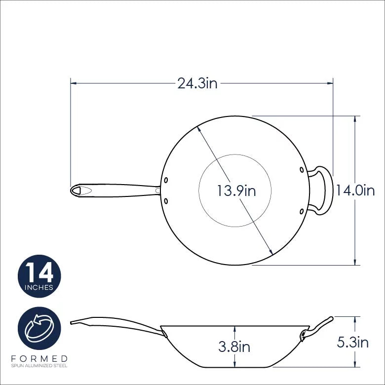 14" Asian Spun Wok M4436