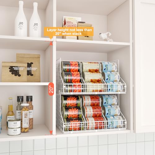 Stackable Can Rack Organizer for Pantry Storage with Adjustable Dividers, 2-Tier Metal Wire Basket Q858942