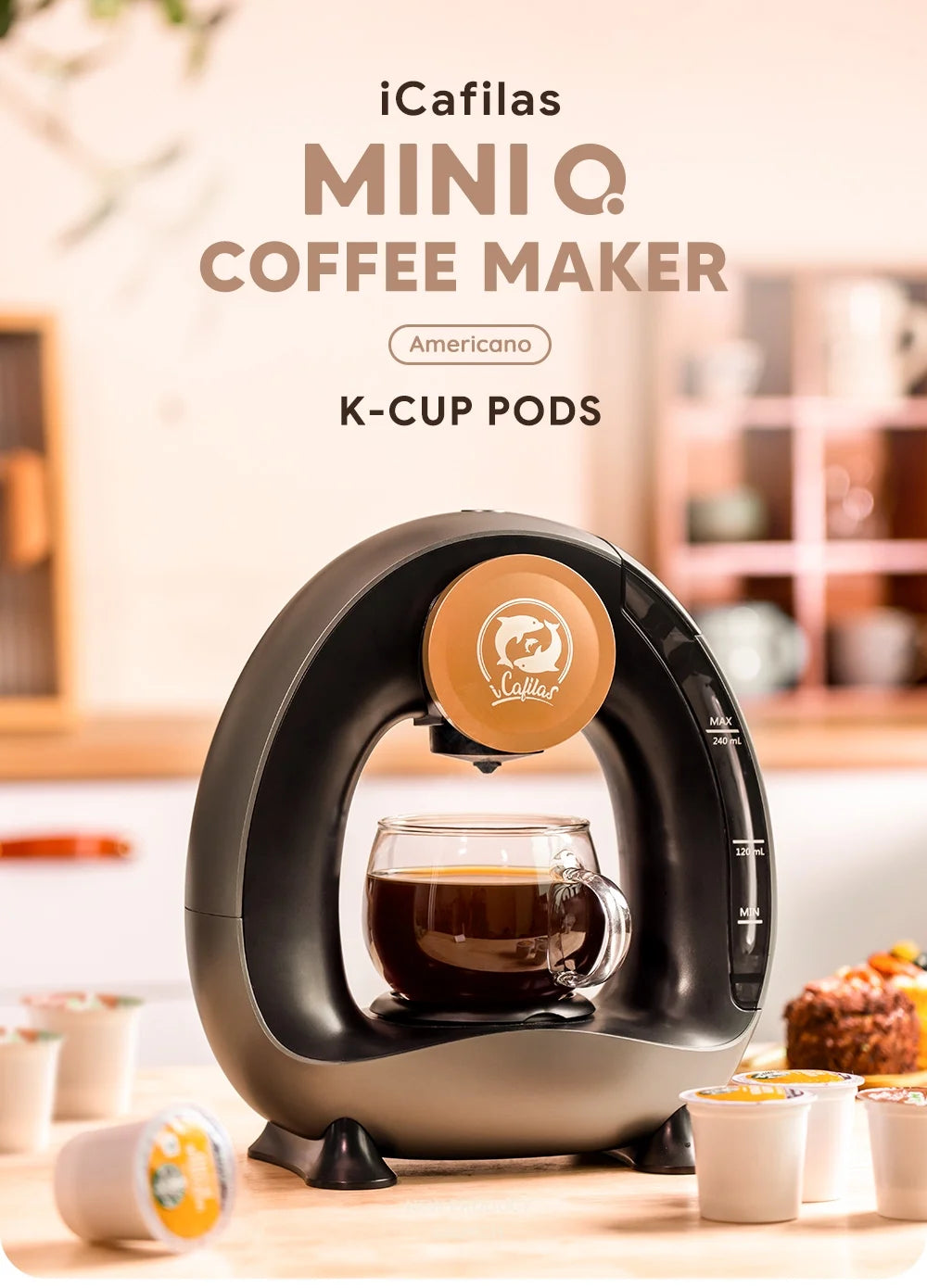 Single Serve Coffee Maker for K-Cup and Ground Coffee, 2 in 1 Brewer with Filter, 4-8oz Brew Sizes, Pink Z4683