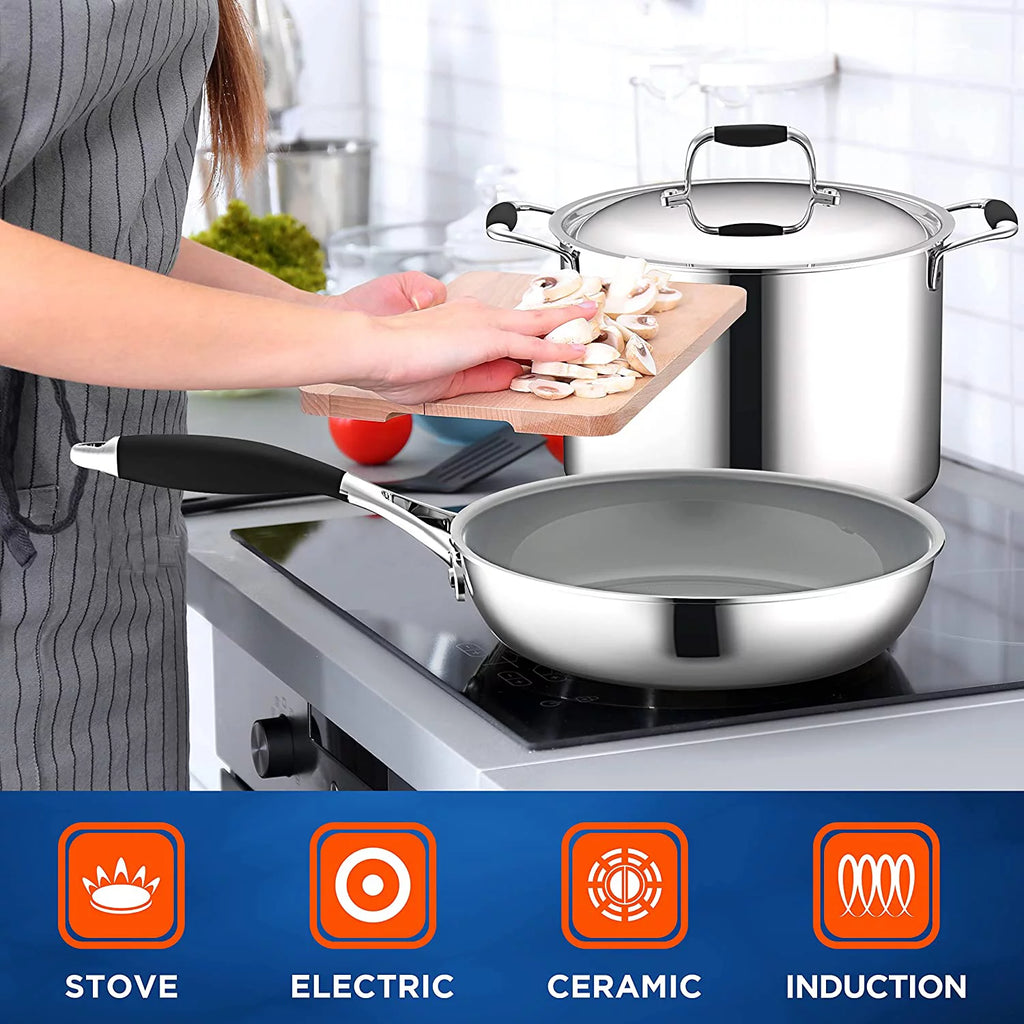16-Piece Pots & Pans Set with Ceramic Non-Stick Coating and Nylon Utensils B559239