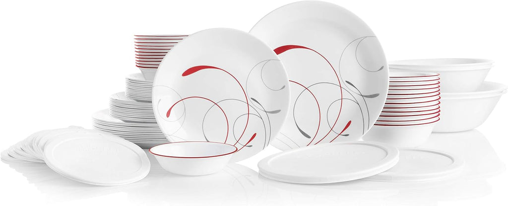 78-Piece Dinnerware Set for 12, Triple Layer Glass, Chip Resistant, Lightweight Plates and Bowls O18330