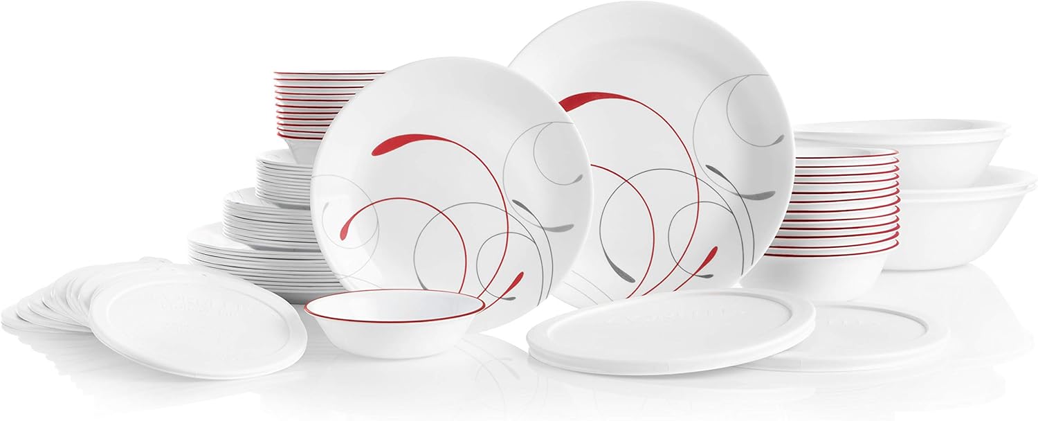 78-Piece Dinnerware Set for 12, Triple Layer Glass, Chip Resistant, Lightweight Plates and Bowls O18330