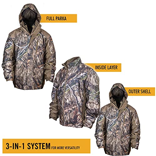 Men's 3-in-1 Insulated Camo Hunting Parka, Waterproof, Removable Hood P108