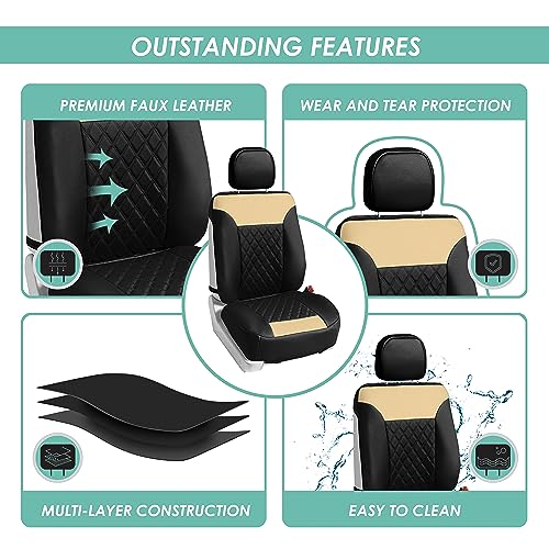 Faux Leather Car Seat Covers Front Set for Low Back Seats with Removable Headrest X384