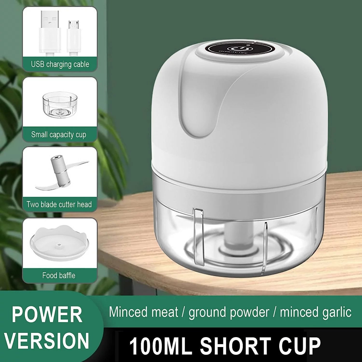Electric Mini Garlic Chopper, Portable Food Processor for Vegetables S16619