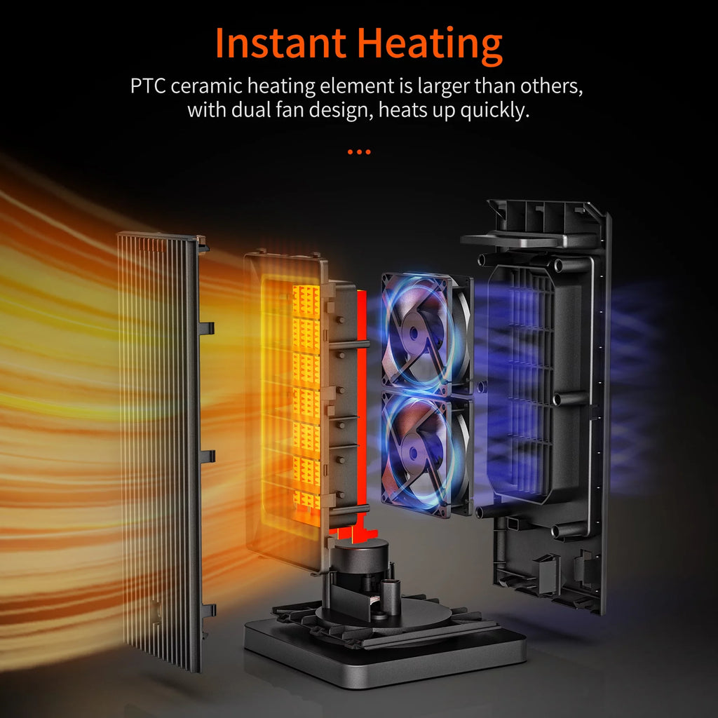 1500W Ceramic Heater with Thermostat and Remote Control L829740