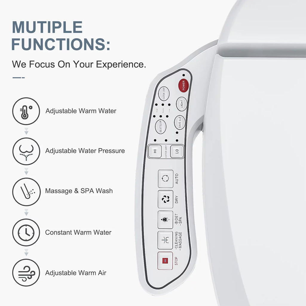 Elongated Smart Bidet Toilet Seat with Warm Water Dryer R732