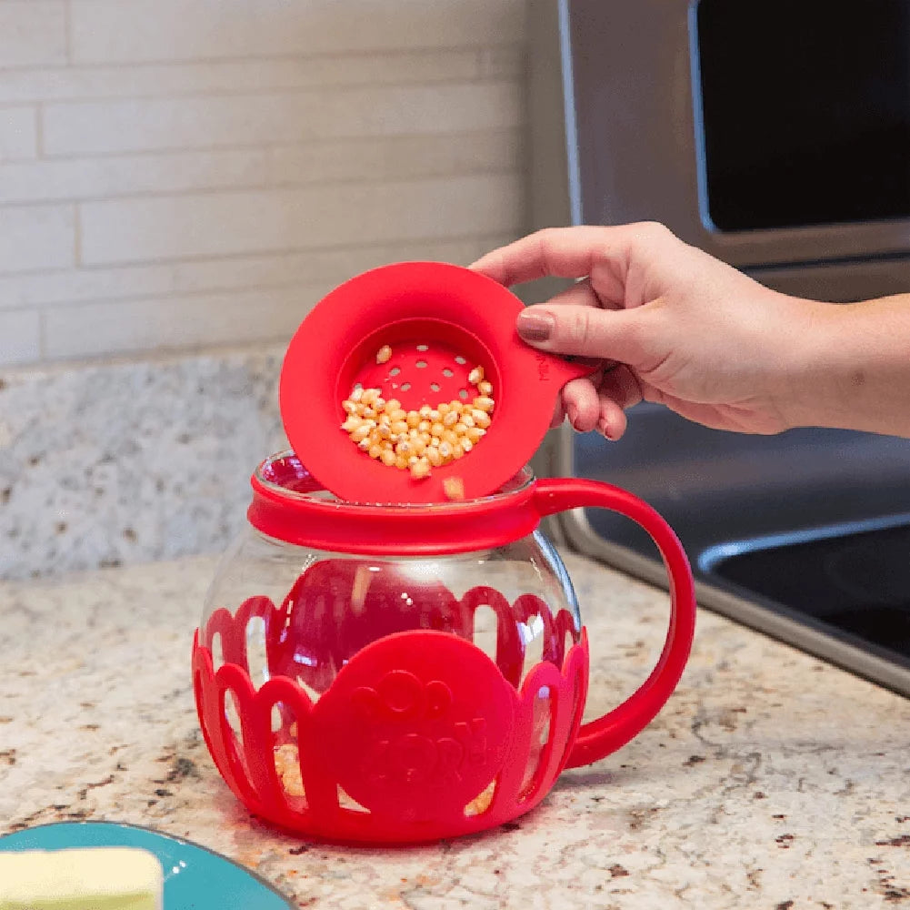Microwave Popcorn Popper 3QT with Glass Lid, Blue Y6379