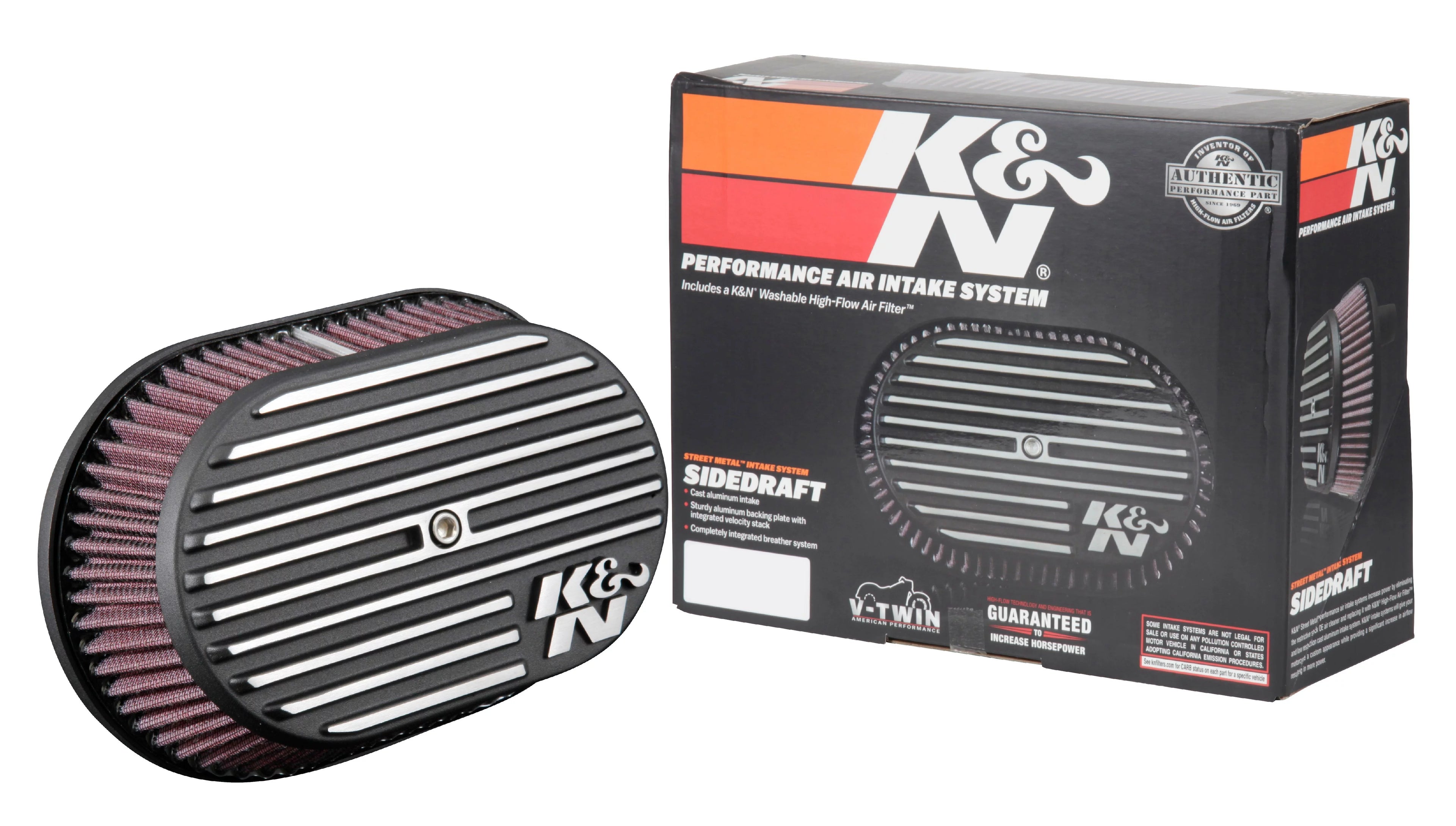 K&N Air Intake System: Air Cleaner Kit for Harley Davidson 2008 - 2017 Touring , Softail Models 96CI, 103CI, Road Glide, Softail, Street Glide, Road King RK-3952