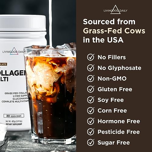 Daily Collagen Powder Vanilla - Grass-Fed Hydrolyzed Collagen Peptides for Hair, Skin & Nails - Keto & Paleo, Gluten Free F60637