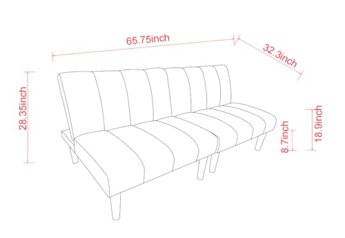 Convertible Futon Sofa Bed with Corduroy Fabric and Wooden Legs S315312