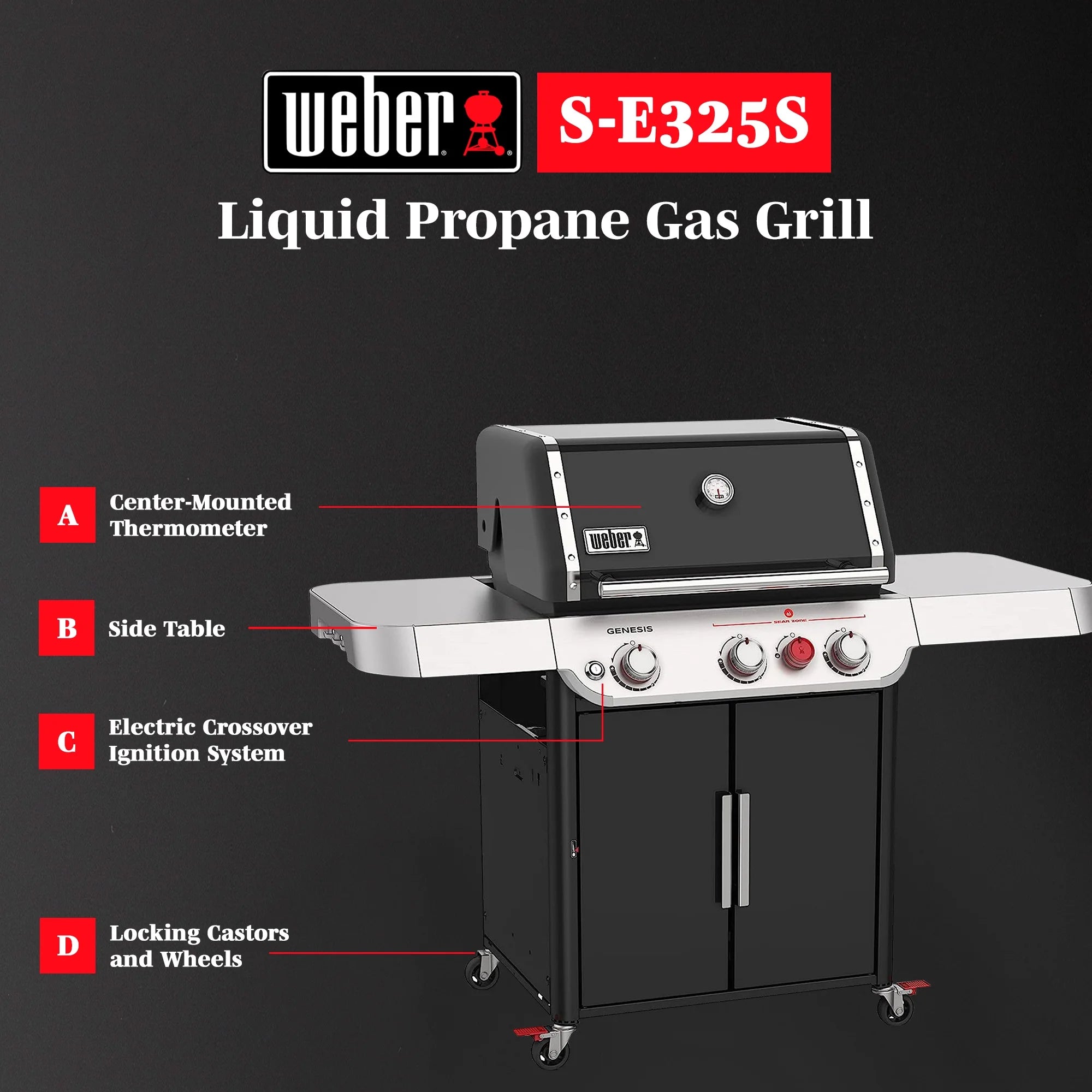 3-Burner Propane Gas Grill in Black I45674