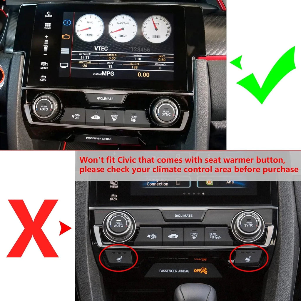 Interior Dashboard Trim Kit Carbon Fiber Pattern for Honda Civic 2016-2021 P199462